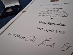 Lord Mayor’s Award certificate presented to Spacemakers Bristol